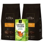 Astra Łagodna Crema Zestaw 2 x 1kg kawa ziarnista + GRATIS Astra YERBA MATE z limonką Ex20