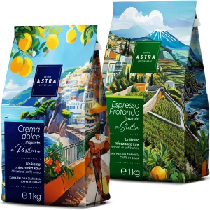 Astra Sicilia i Positano Zestaw 2 x 1kg kawa ziarnista (2x 1000g) Italiano
