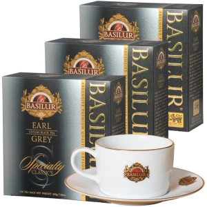 BASILUR Earl Grey Zestaw 3x 100x2g herbata ekspresowa + Filiżanka GRATIS