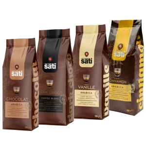 Sati Zestaw kaw mielonych Czekolada, Wanilia, Ciemna, Czekolada, Cynamon 4x250g