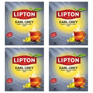 Lipton Earl Grey Herbata czarna 138g 92 torebki Zestaw 4 sztuk
