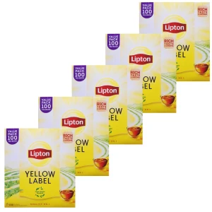 Lipton Yellow Label Herbata czarna 100 torebek 200g Zestaw 5 sztuk