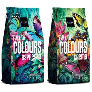 Zestaw Astra Full of Colours Crema 1kg kawa ziarnista i Astra Full of Colours Espresso 1kg kawa ziarnista