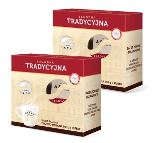 Zestaw 2x Astra Tradycyjna Łagodna 500g kawa mielona+ KUBEK