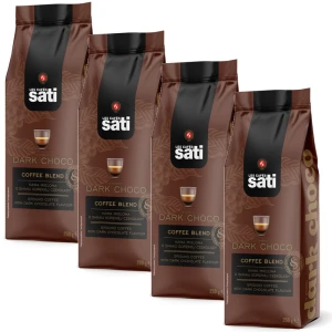 Zestaw 4x Sati Dark Choco czekoladowa 250g kawa mielona Torba