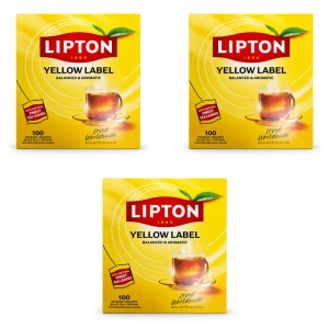 Zestaw 3x Lipton Yellow Label Herbata czarna 100 torebek 200g