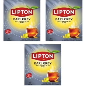 Zestaw 3x Lipton Earl Grey Herbata czarna 138g 92 torebki