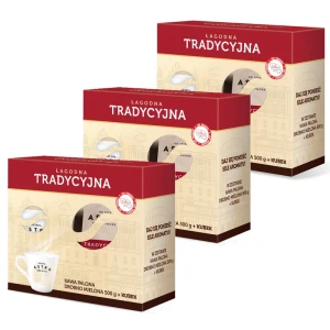 Zestaw 3x Astra Tradycyjna Łagodna 500g kawa mielona+ KUBEK