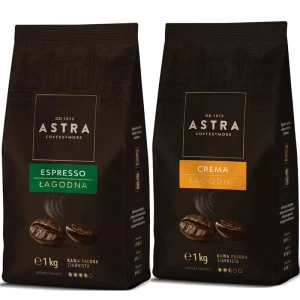 Astra Łagodna Espresso + Crema - Zestaw 2 x 1kg kawa ziarnista (2 x 1000g)