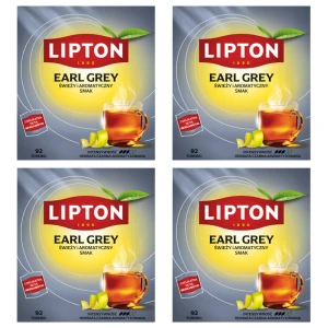 Lipton Earl Grey Herbata czarna 138g 92 torebki Zestaw 4 sztuk