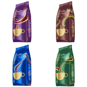 Woseba Premium Zestaw 4 Kaw Ziarnistych 4 x 1 kg – Cafe Crema, Cafe Brasil, Espresso Crema, Cafe Arabica